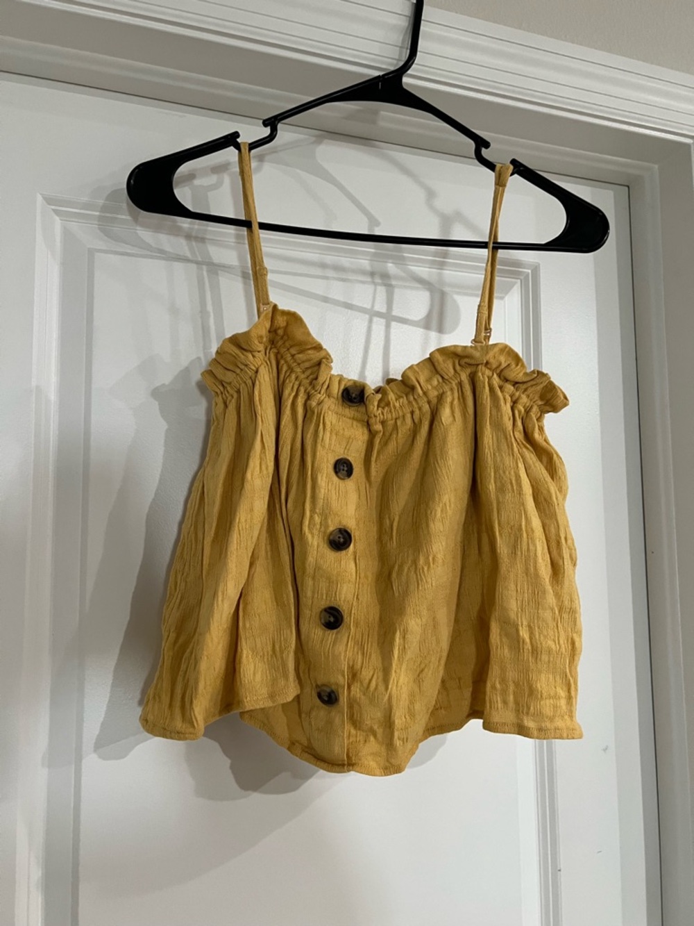 American Eagle Outfitters Mustard Yellow Button-Front Cropped Tank